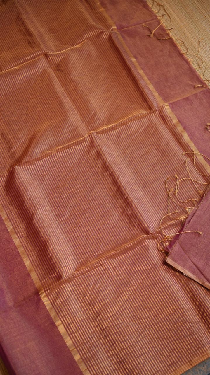 Maheshwari Silk Cotton Plain Tissue Saree - 05-02B-01-19 (ENGLISH COUNTRY ROSE)