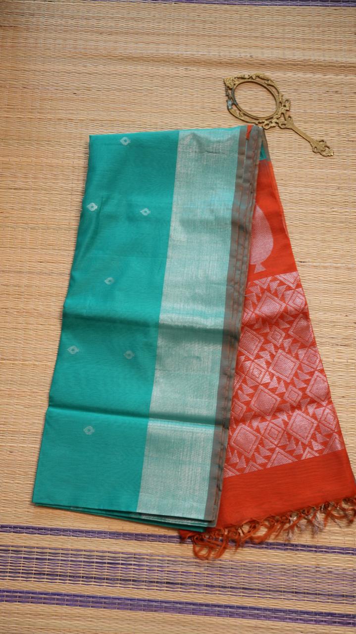 Kora Silk Cotton Saree - 04-04-03-07 (FLUORITE)