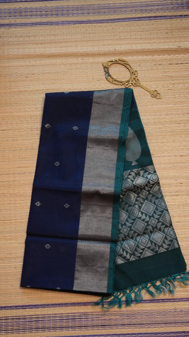 Kora Silk Cotton Saree - 04-04-03-03 (SODALITE)
