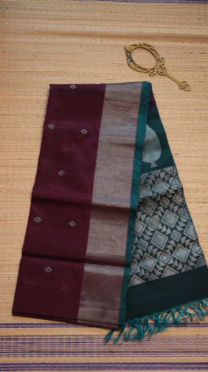 Kora Silk Cotton Saree - 04-04-03-04 (RHODOLITE)
