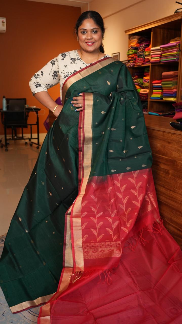 Kora Silk Cotton Saree - 04-04-05-01 (PANNA GULABI)