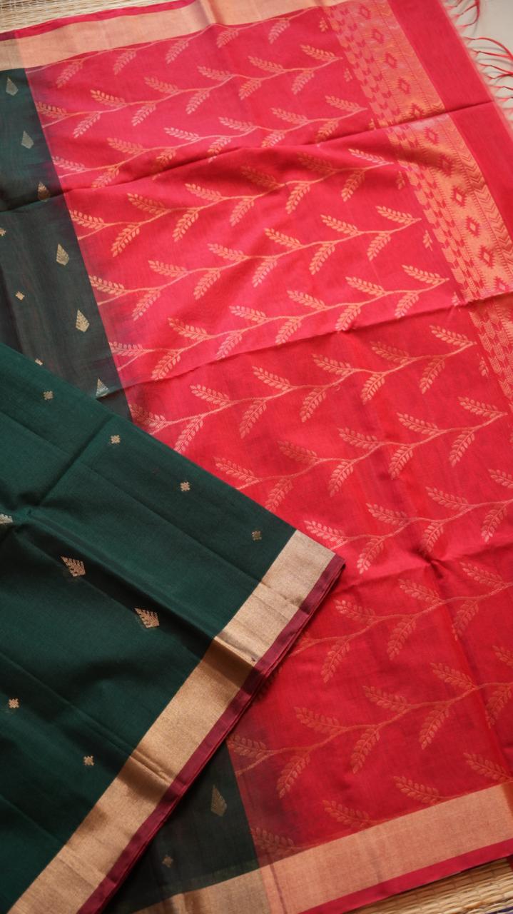 Kora Silk Cotton Saree - 04-04-05-01 (PANNA GULABI)