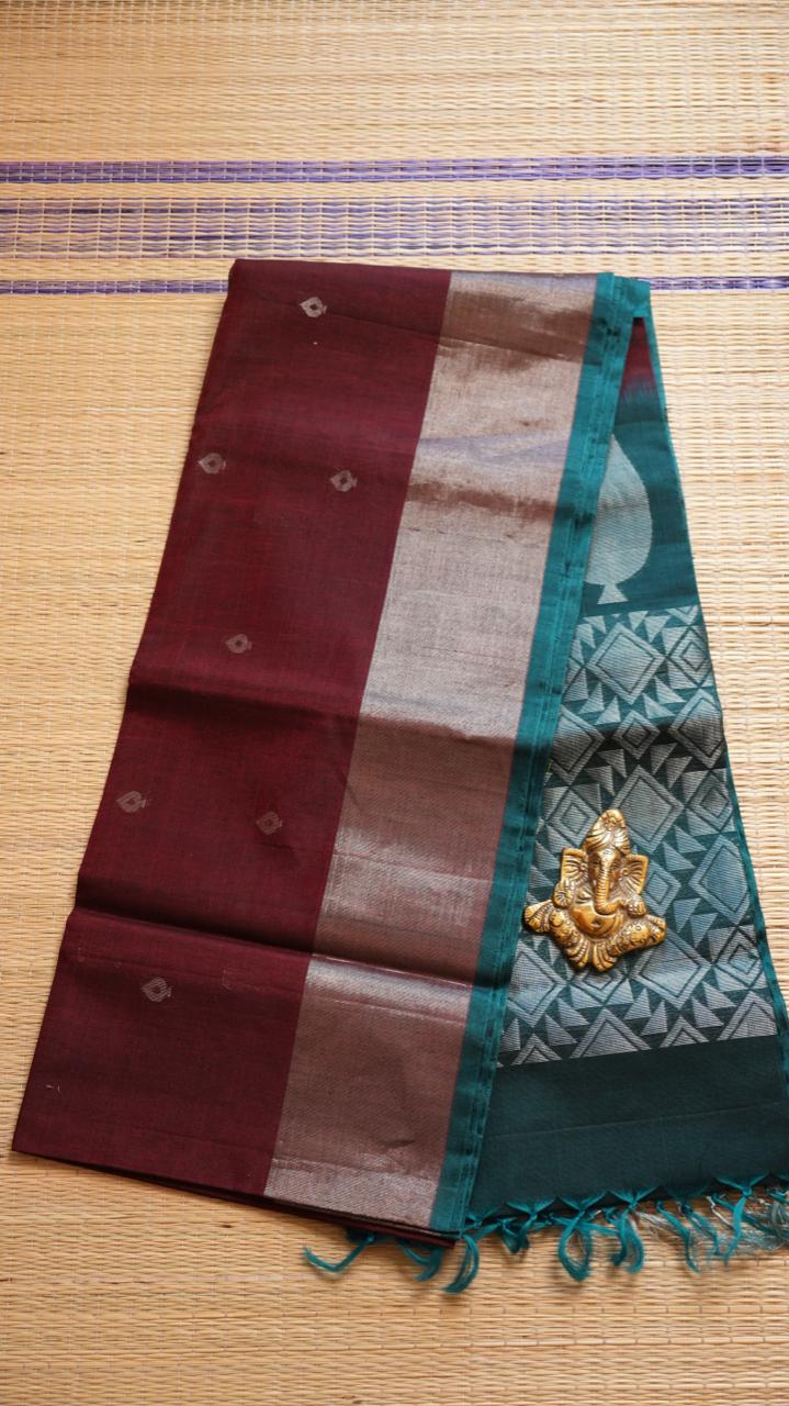 Kora Silk Cotton Saree - 04-04-03-06 (MEHROON MORNI)