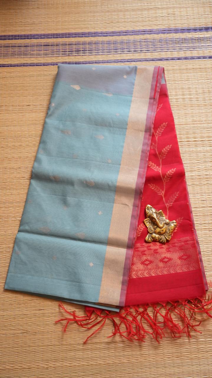 Kora Silk Cotton Saree - 04-04-05-03 (AASMAANI GULABI)