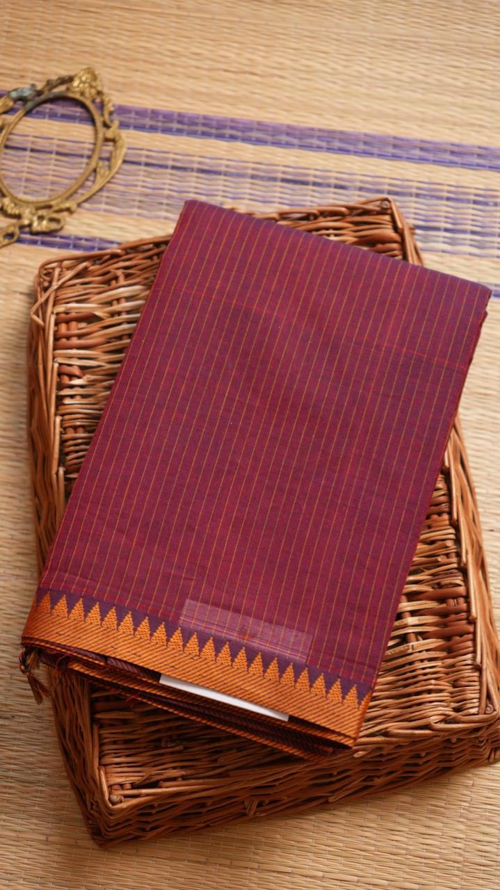 Pure Kanchi Cotton saree - 01-03-02-17 (OXBLOOD)