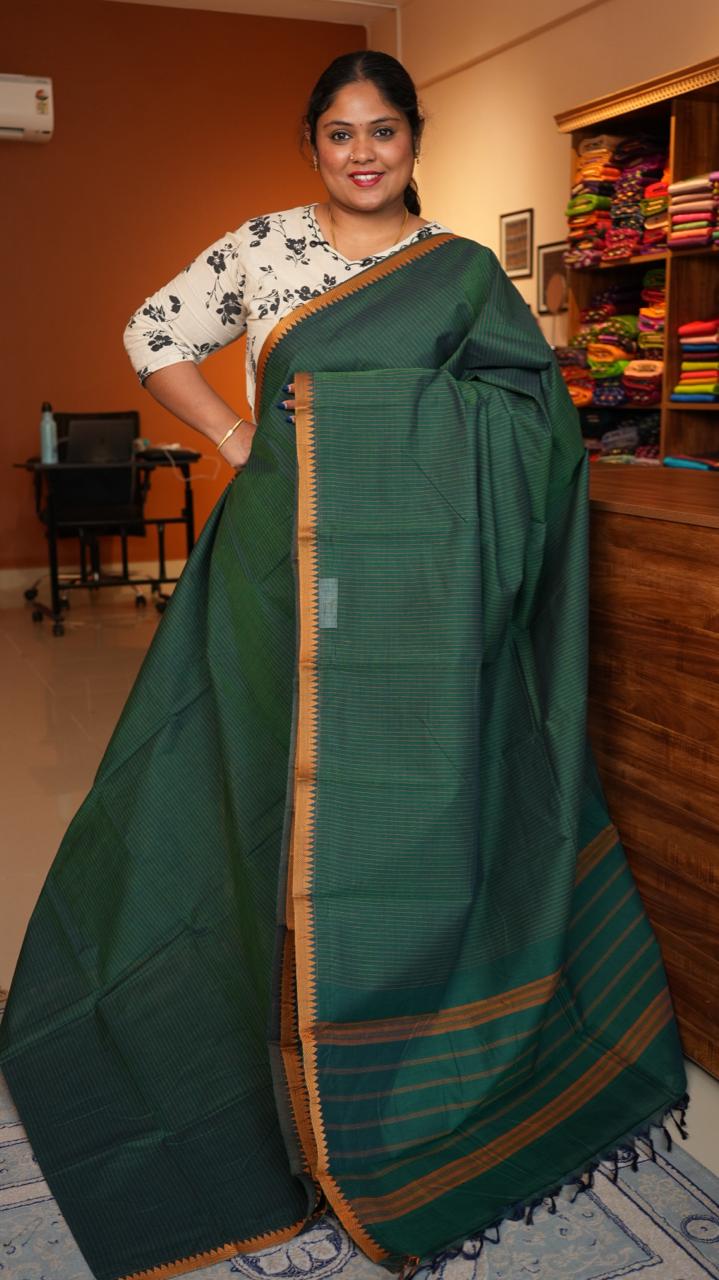 Pure Kanchi Cotton saree - 01-03-02-13 (MALACHITE)