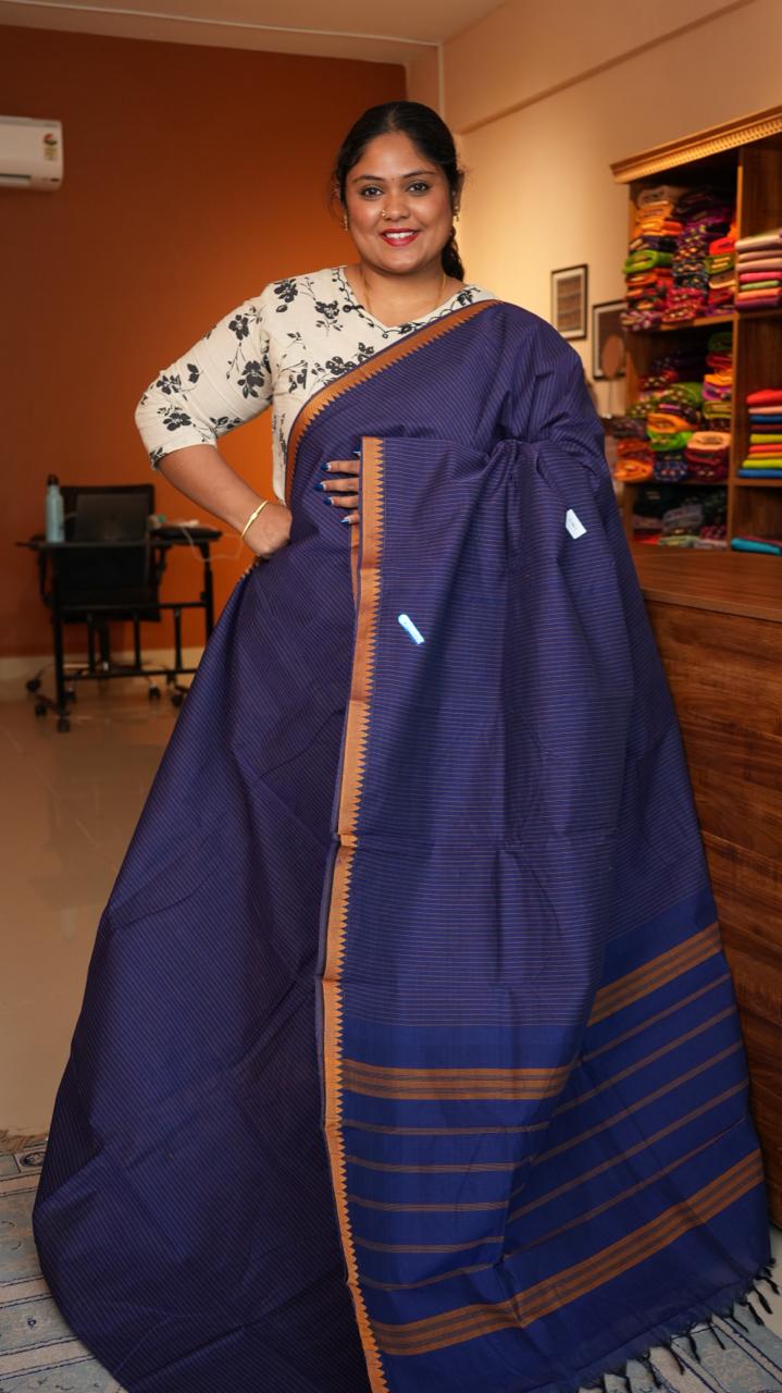 Pure Kanchi Cotton saree - 01-03-02-03 (LAZURITE)