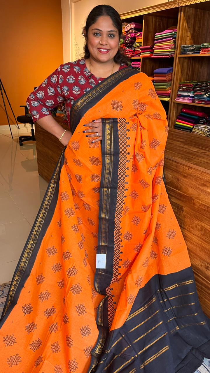 Madurai Cotton  Small Border Kolam Saree - 11-05B-11-05.5-08