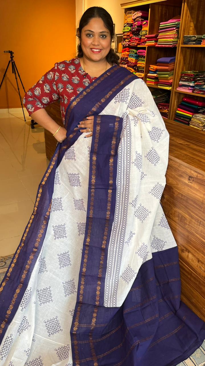 Madurai Cotton Big Border Kolam Saree - 11-05B-10-03