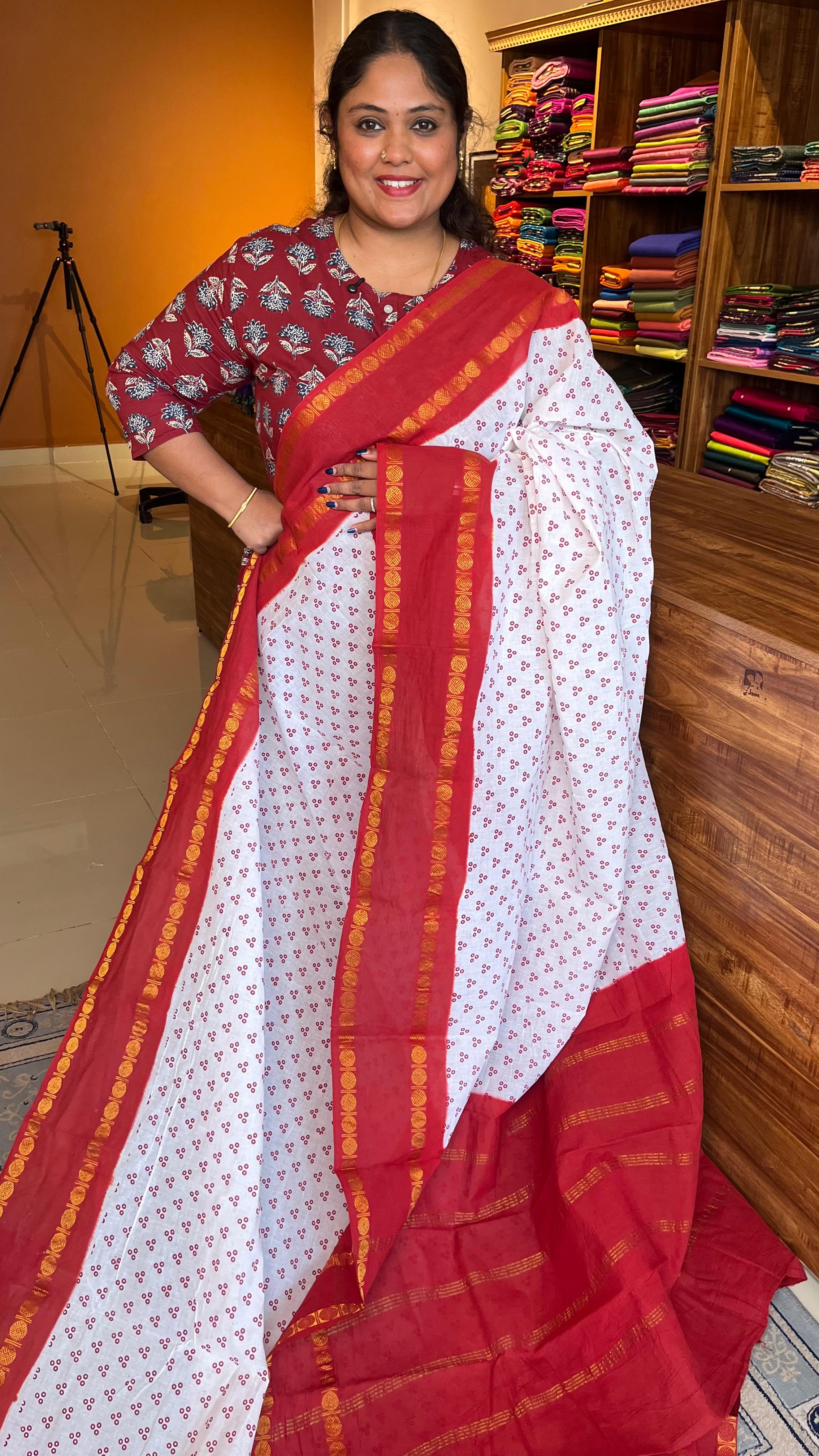 Madurai Cotton Big Border Kolam Saree - 11-05B-10-08