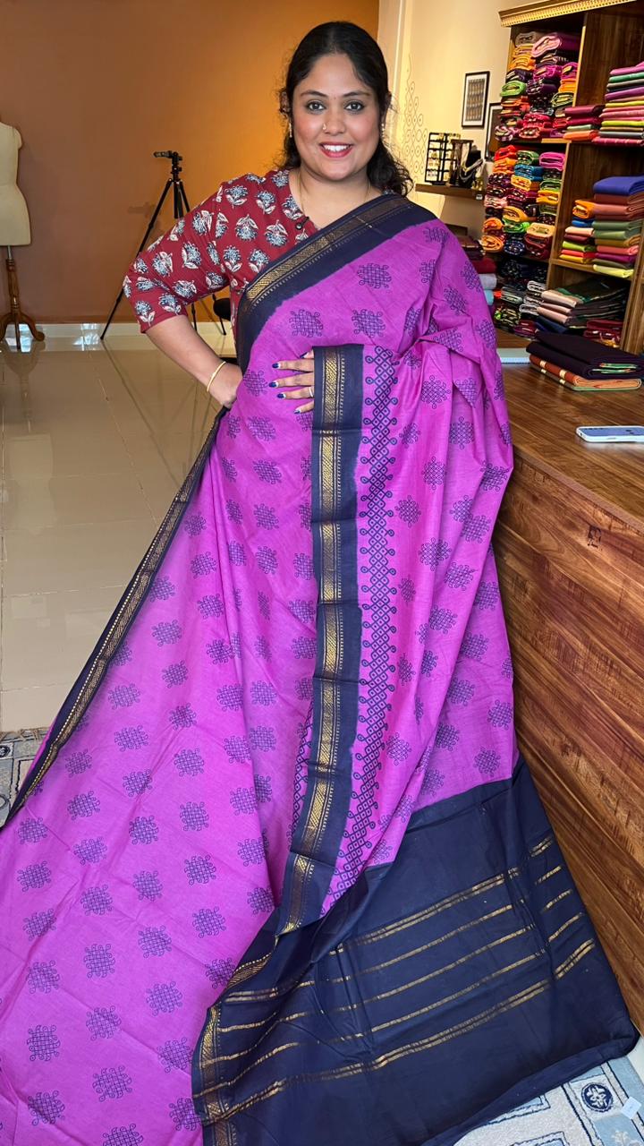 Madurai Cottol  Small Border Kolam Saree - 11-05B-11-5.50-07