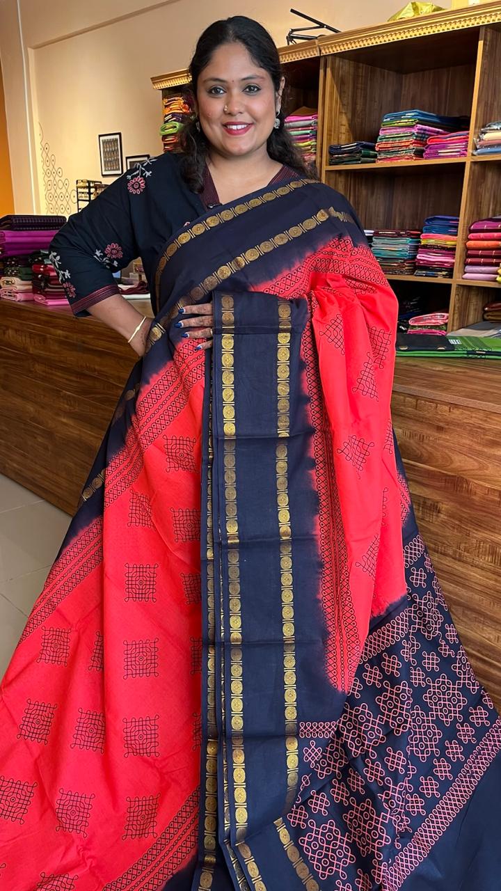 Madurai Cottol Big Border Kolam Saree - 11-05B-12-6.20-04