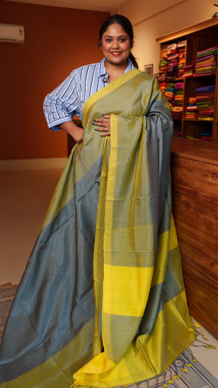 Mangalgiri Silk Cotton Saree - 15-05-01-01 (LIME GREY)