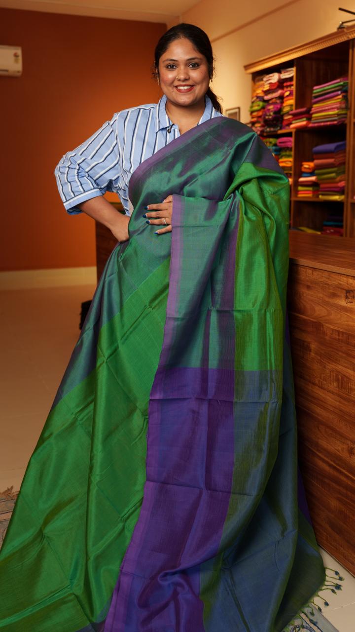 *PREORDERS ONLY* Mangalgiri Silk Cotton Saree - 15-05-01-13 (PEACOCK MIDNIGHT) WAIT TIME IS 5-6 WEEKS