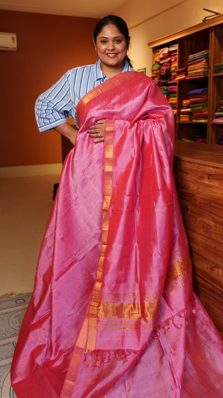 Mangalgiri Silk Cotton Saree - 15-05-02-12 (RHODODENDRON)