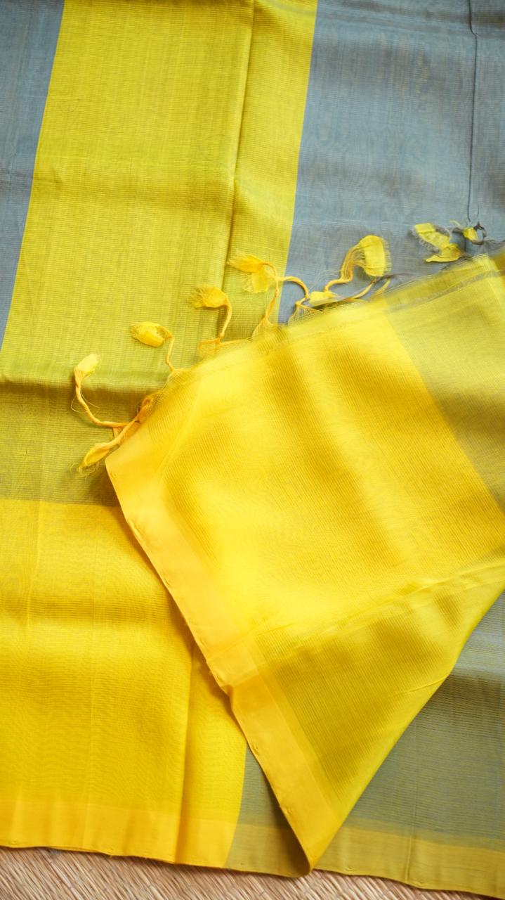 Mangalgiri Silk Cotton Saree - 15-05-01-01 (LIME GREY)