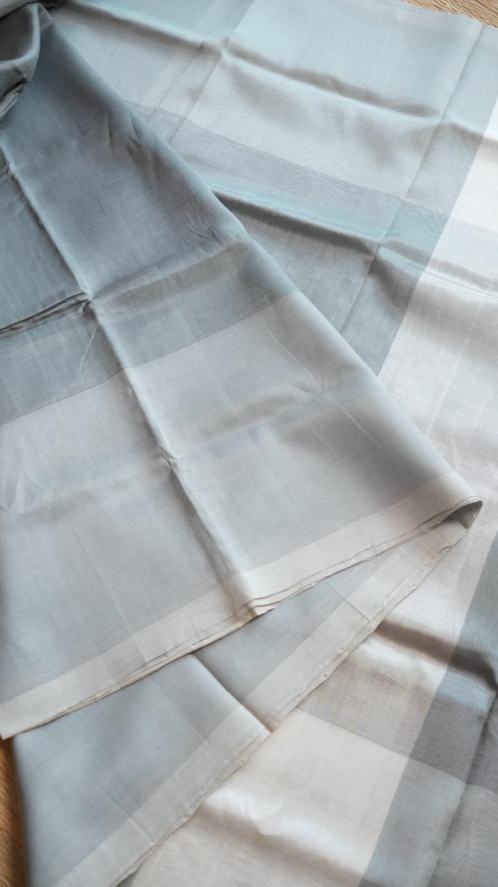 Mangalgiri Silk Cotton Saree - 15-05-01-08 (ICY SILVER)