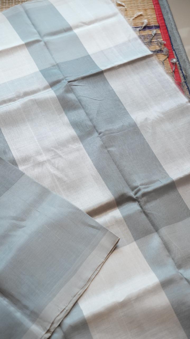 Mangalgiri Silk Cotton Saree - 15-05-01-08 (ICY SILVER)