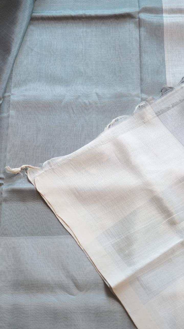Mangalgiri Silk Cotton Saree - 15-05-01-08 (ICY SILVER)