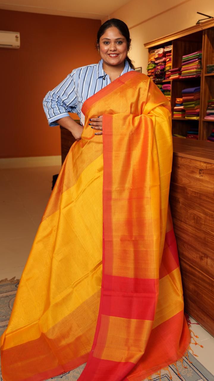 Mangalgiri Silk Cotton Saree - 15-05-01-12 (MARIGOLD MANGO)