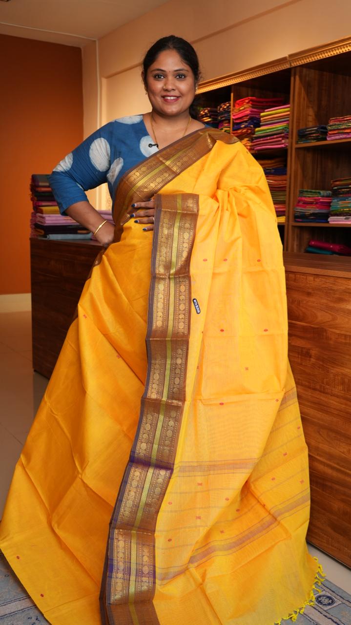 Kanchi Cotton Saree - 01-03-03-07 (GOLDEN AMBER)