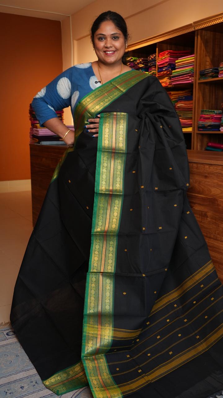 Kanchi Cotton Saree - 01-03-03-03 (CLASSIC BLACK)