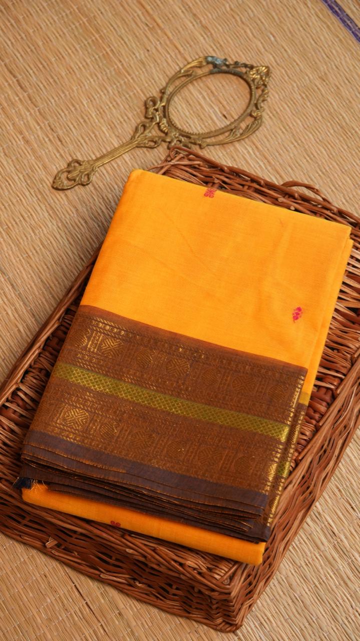 Kanchi Cotton Saree - 01-03-03-07 (GOLDEN AMBER)
