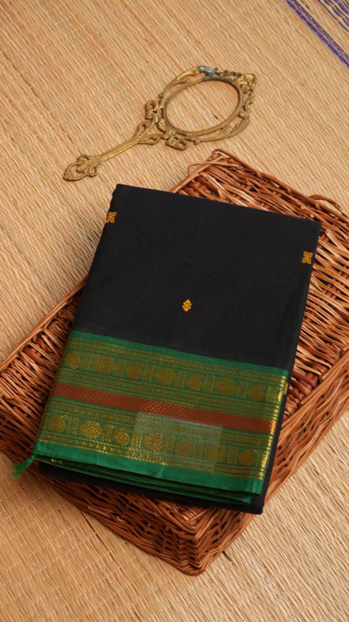 Kanchi Cotton Saree - 01-03-03-03 (CLASSIC BLACK)