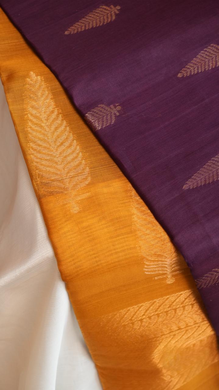 Kora Silk Cotton Saree - 04-04-02-05 (PANSY ORIOLE)