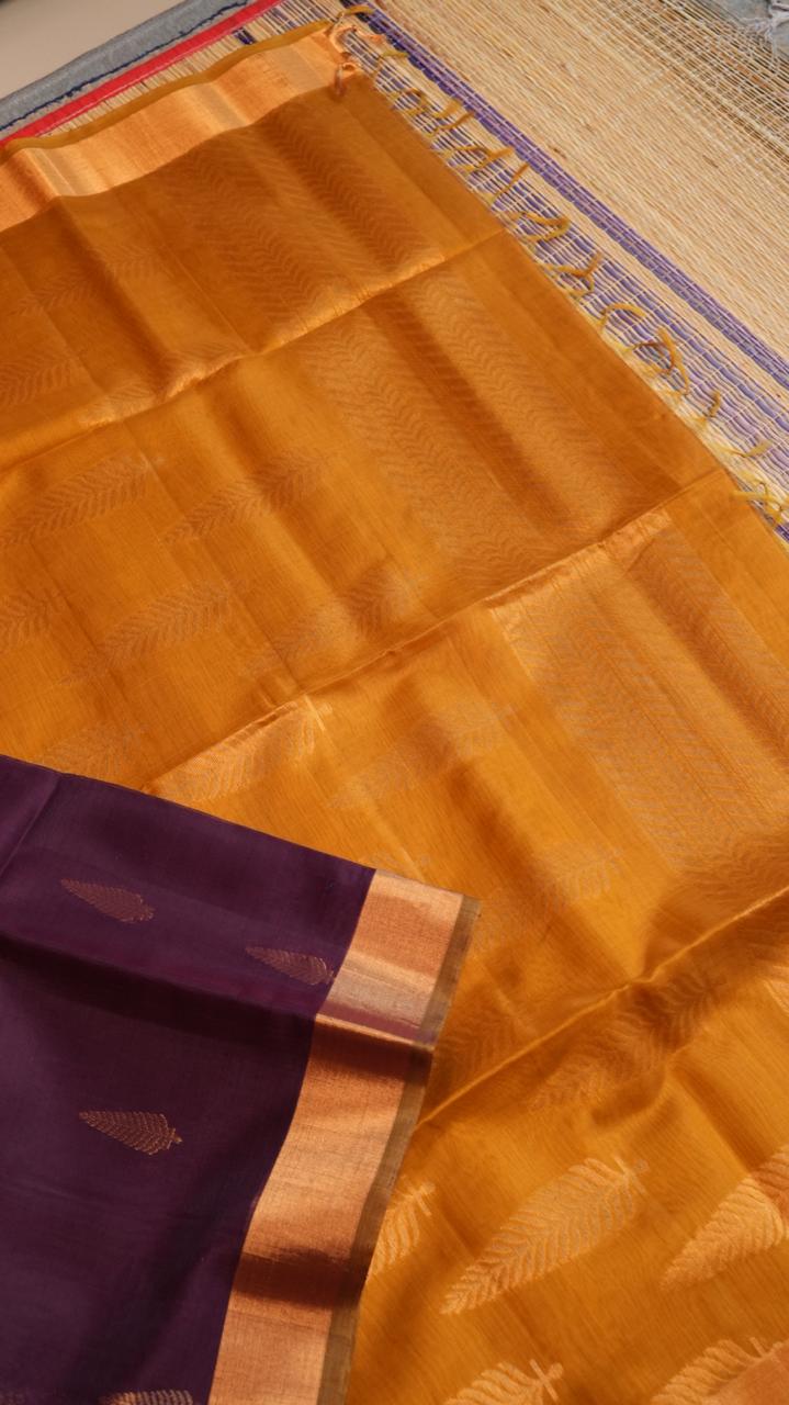 Kora Silk Cotton Saree - 04-04-02-05 (PANSY ORIOLE)