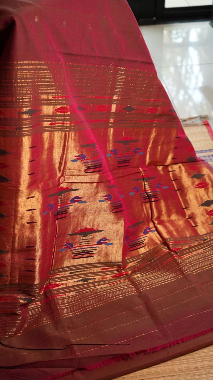 Paithani Handloom Cotton Sarees -44-05-05-02 (GULABI SHAAM)