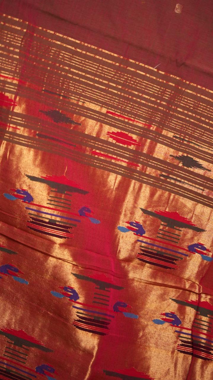 Paithani Handloom Cotton Sarees -44-05-05-02 (GULABI SHAAM)