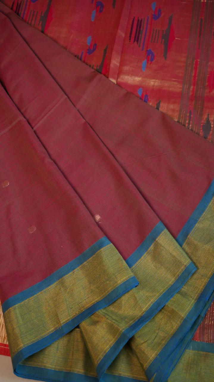 Paithani Handloom Cotton Sarees -44-05-05-02 (GULABI SHAAM)