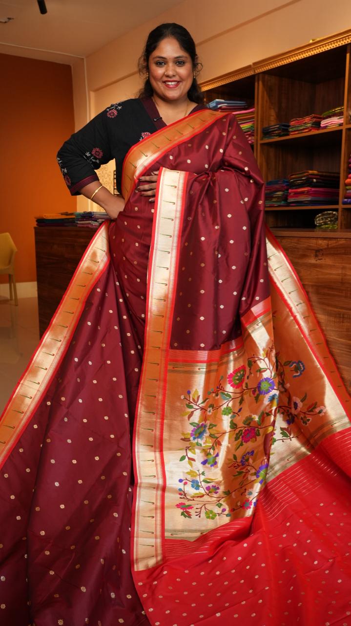 Paithani Semi Silk Sarees - 44-05-02-05 (MADDER)
