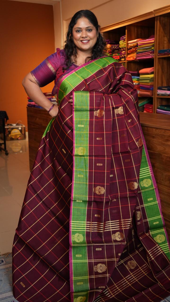 Devendra 7 Yards Saree  - 11-02B-7Y-06-02 (TARTARIAN CHERRY)