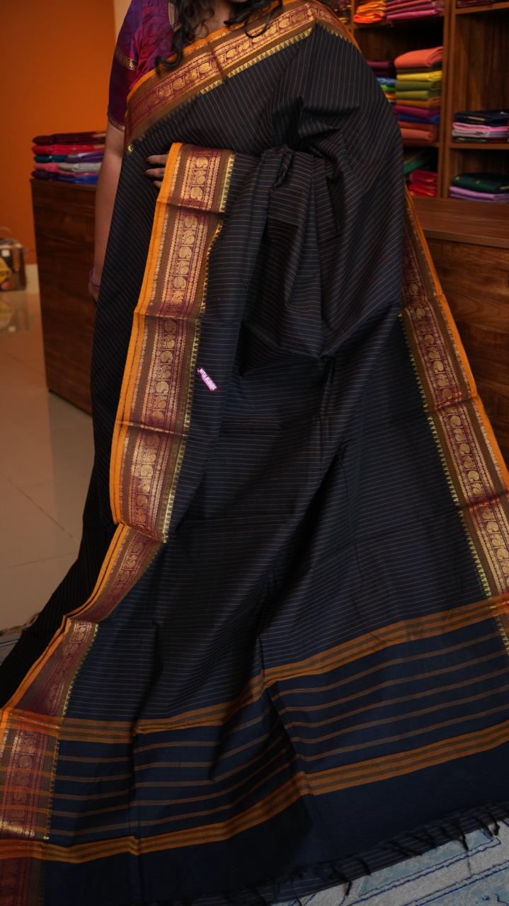 Kanchi Cotton Saree - 01-03-02-02 (RAVEN)