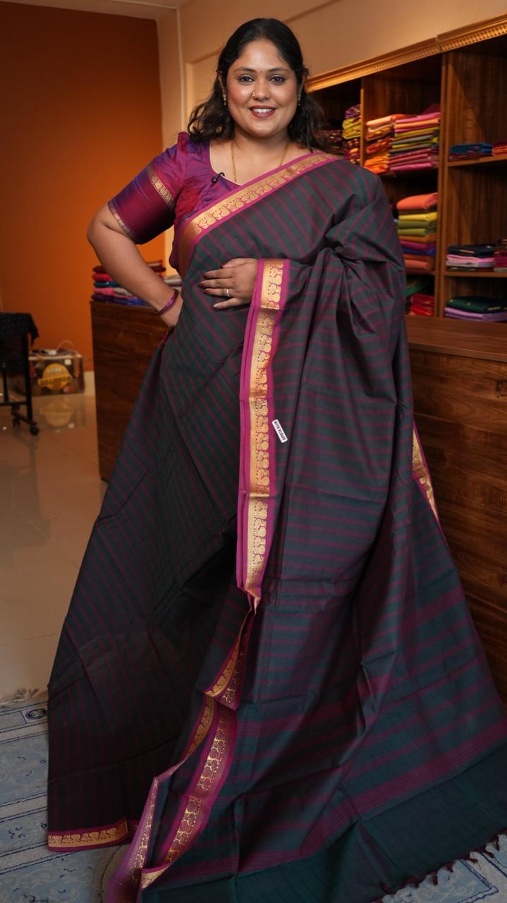 Kanchi Cotton Saree - 01-03-02-01 (PURPLE SUNBIRD)