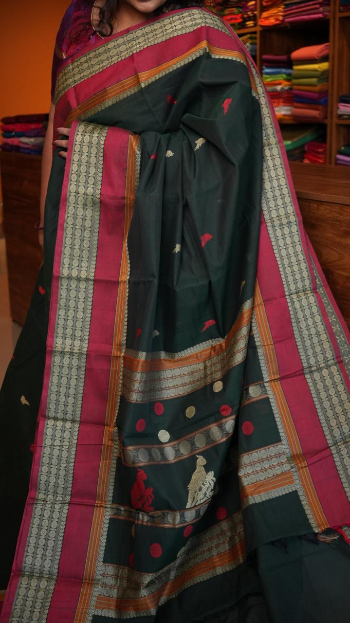 Grand Kanchi Cotton Sarees - 01-02-12-KC-05 (MAYIL IRAGU)
