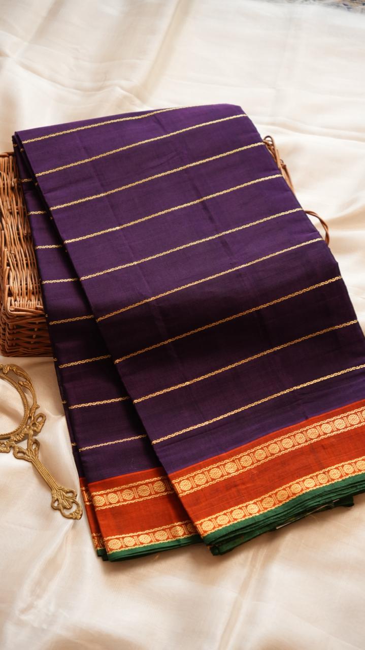 Devendra 7 Yards Saree  - 11-05D-03-7Y-04 (MIDNIGHT IRIS)