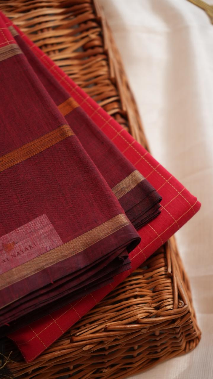 Grand Kanchi Cotton Sarees - 01-02-14-PCS-01 ( KUMKUMA POO)