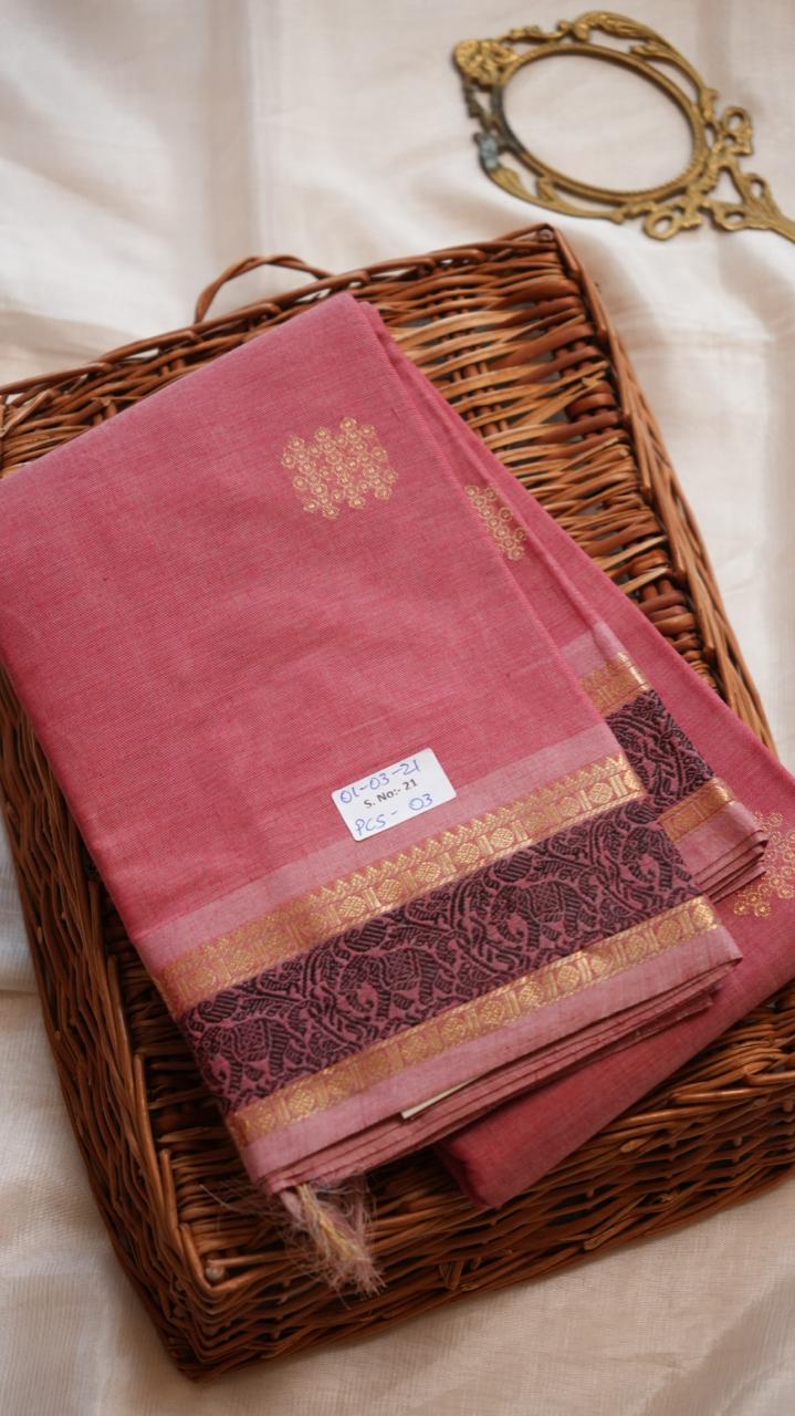 Grand Kanchi Cotton Sarees - 01-03-21-PCS-03 (ROJA MOTTU)