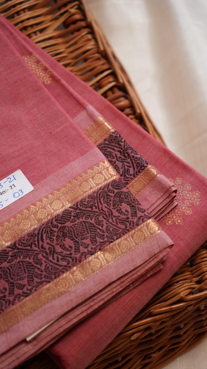Grand Kanchi Cotton Sarees - 01-03-21-PCS-03 (ROJA MOTTU)