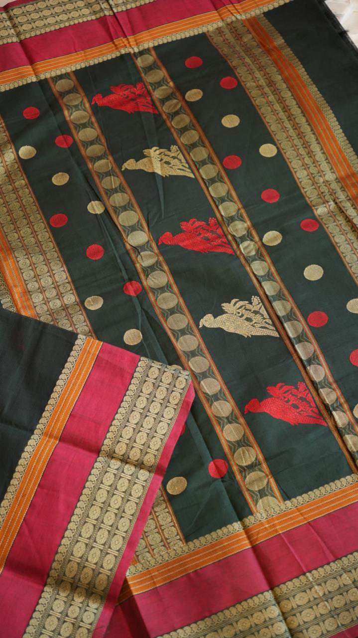 Grand Kanchi Cotton Sarees - 01-02-12-KC-05 (MAYIL IRAGU)