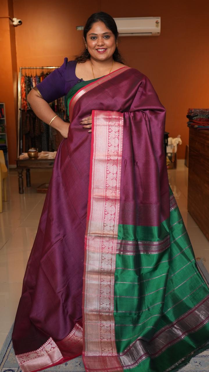 Mangalgiri Kanchi Border Saree - 15-05-01-08 (  NEREDU PANDU)