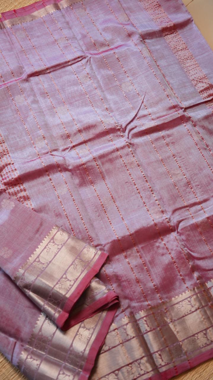 Mangalgiri Kanchi Border Saree - 15-04-03-03 ( GULABI REKHA)