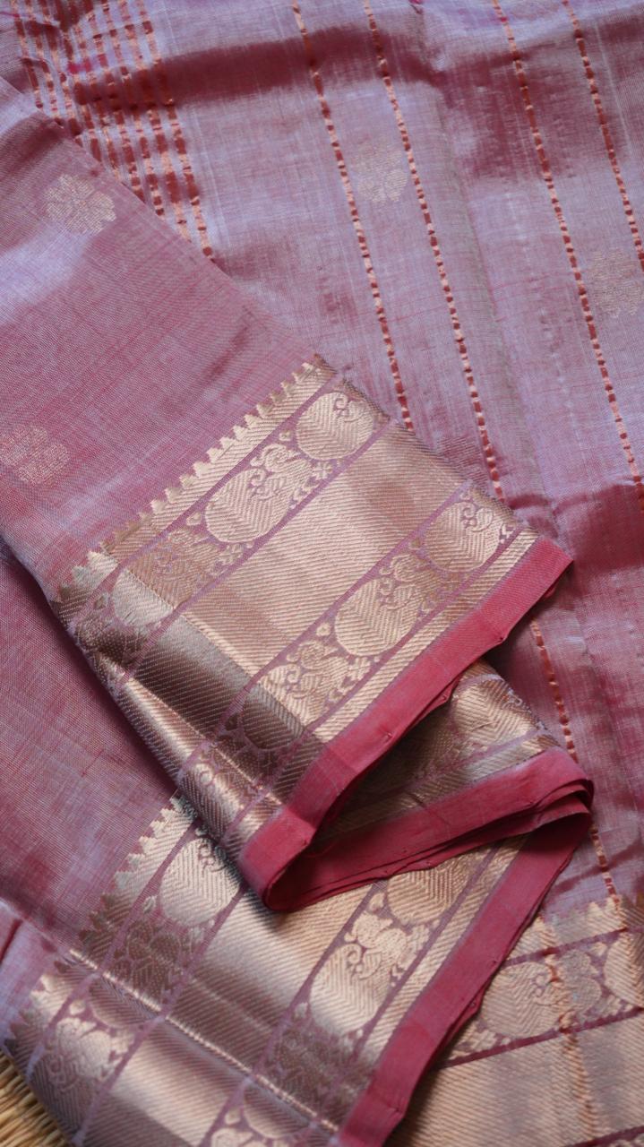 Mangalgiri Kanchi Border Saree - 15-04-03-03 ( GULABI REKHA)