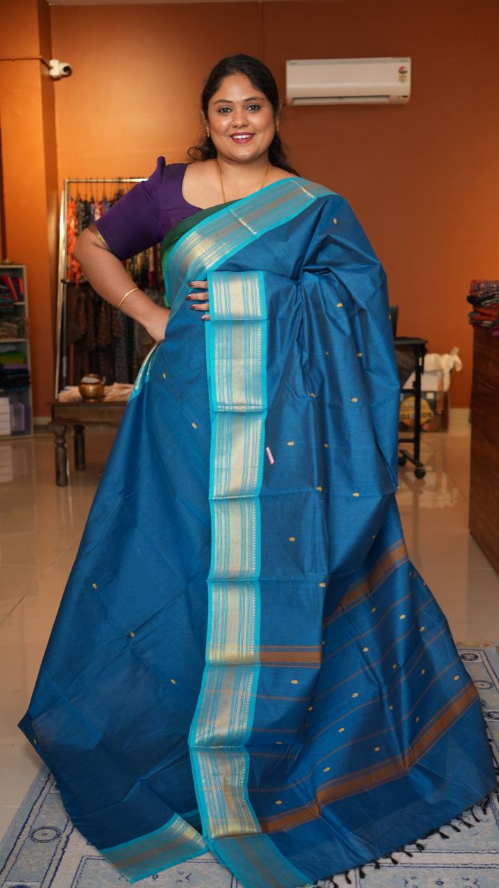 Kanchi Cotton Saree - 01-03-03-16 (AAZHI NEELAM)