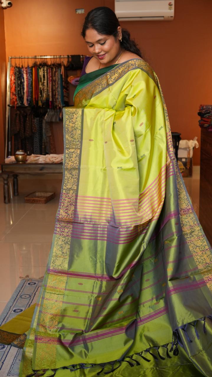 Chinnalampattu 6 Yards Saree - 03-04-01-15  (LEAFY ENCHANT)