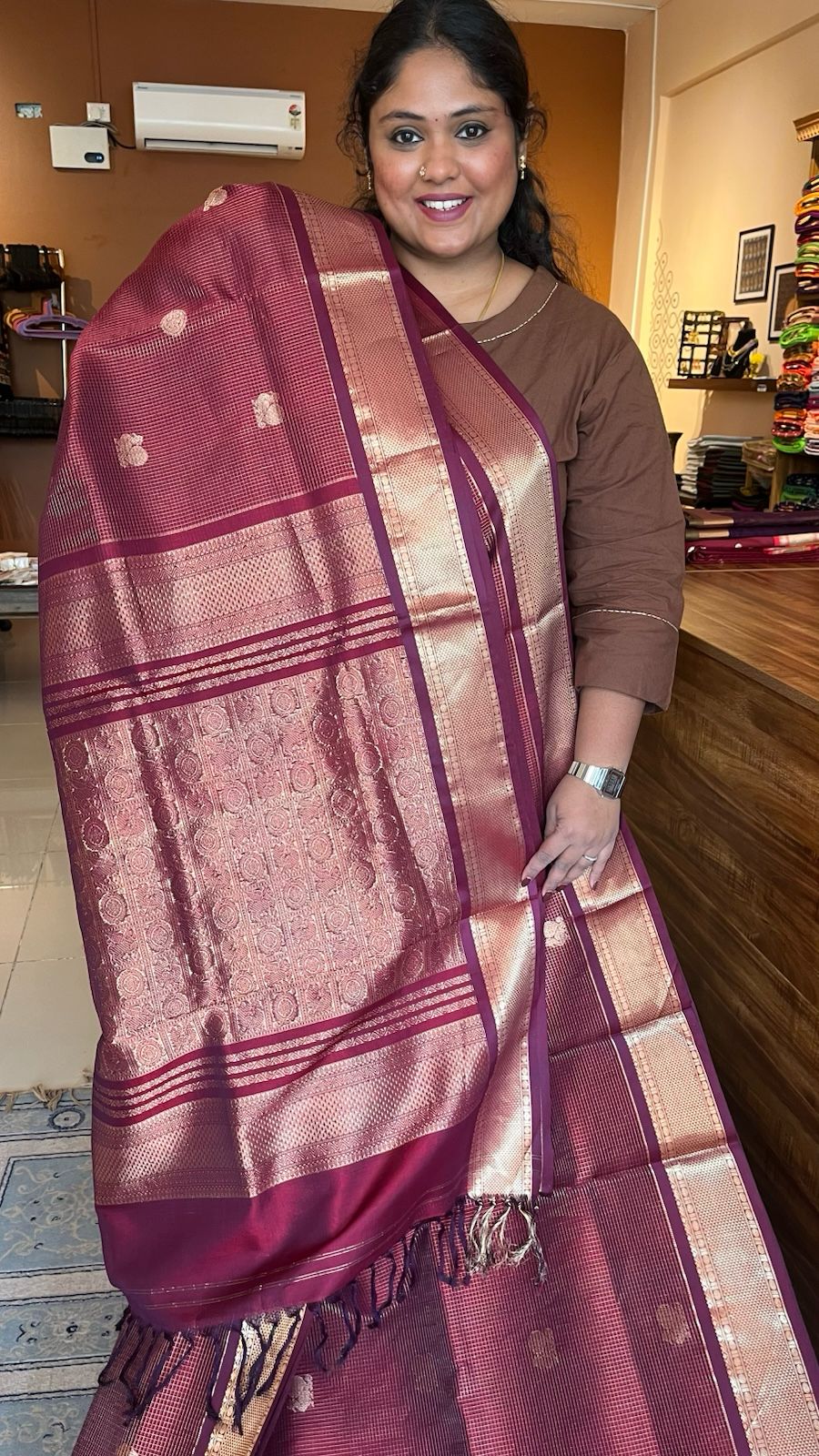 Mercerised Pure Kanchivaram Silk Cotton Madisar - 01-03-11-01