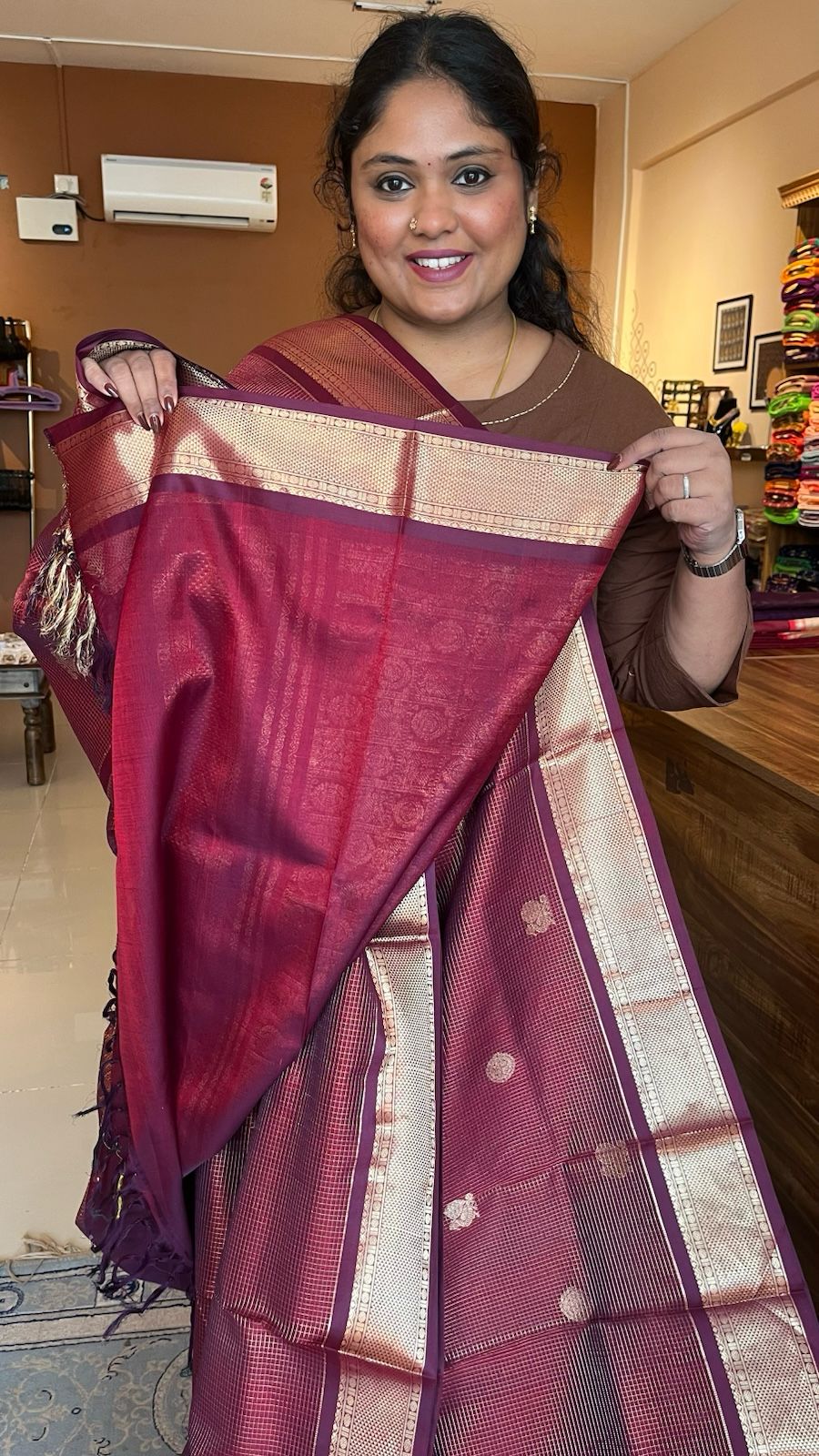 Mercerised Pure Kanchivaram Silk Cotton Madisar - 01-03-11-01